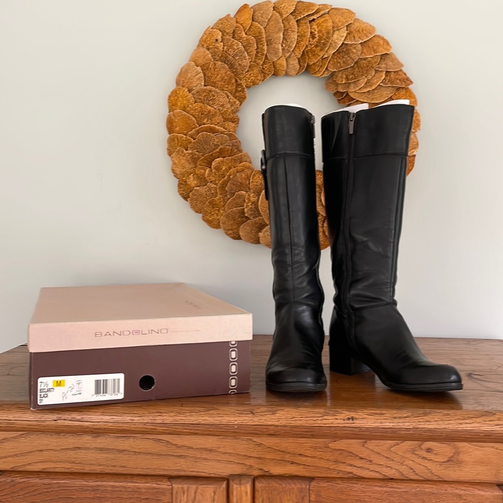Bandolino Black Leather Riding Boots 7.5 M